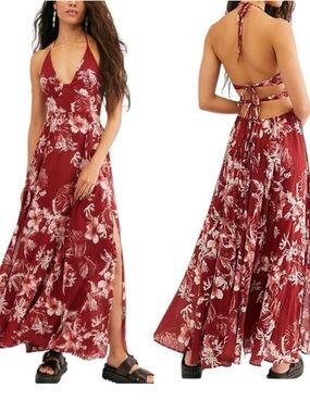 Free People Lille Floral Halter Maxi Dress Size XS